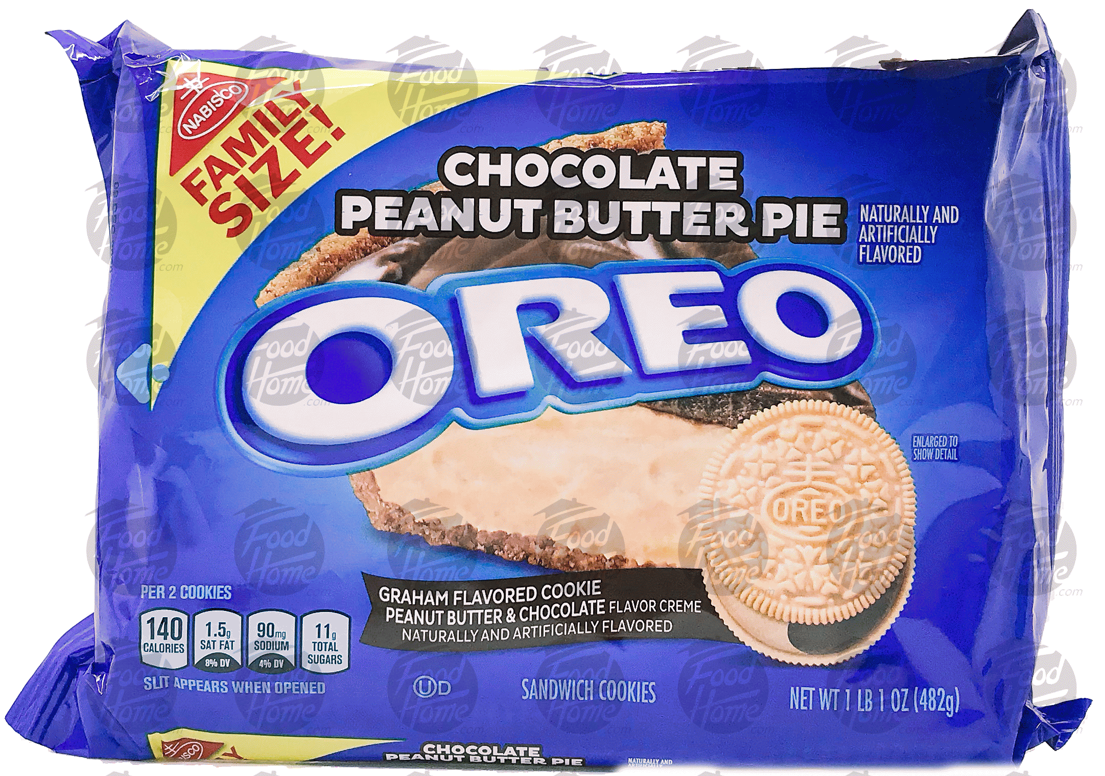 Nabisco Oreo choclate peanut butter pie oreo cookies, family size, wrapper Full-Size Picture